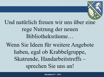 Gemeindebibliothek Oßling - Geplante Aktivitäten 6