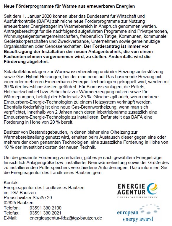 Energie-Förderprogramme