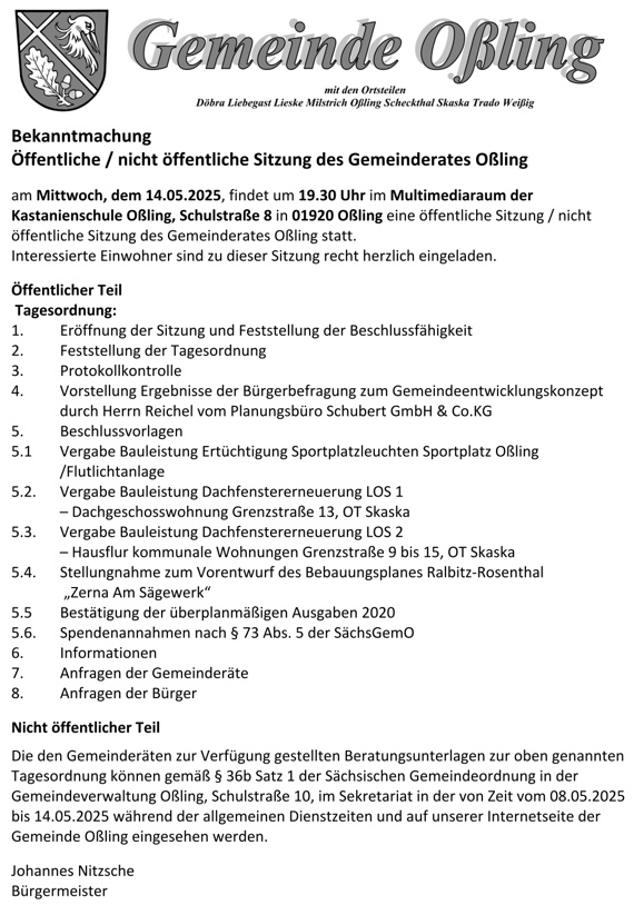 Einladung zur GR-Sitzung 05/2025