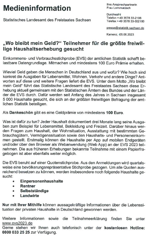 Haushaltserhebung 2023