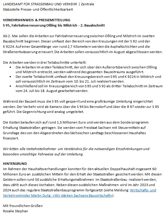S95 Fahrbahnerneuerung