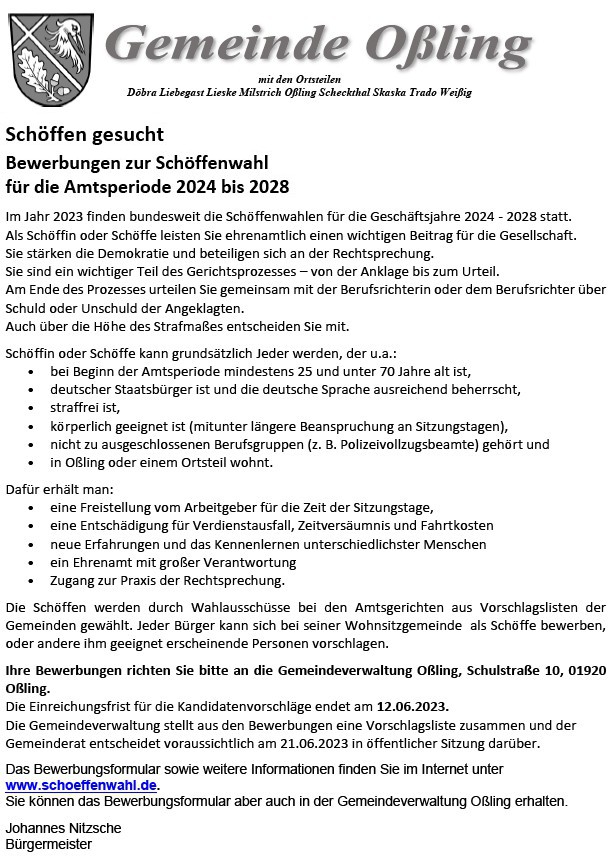 Schöffenwahl Gemeinde Oßling