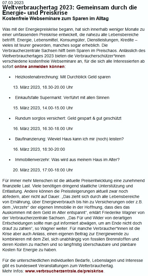 Weltverbrauchertag 2023